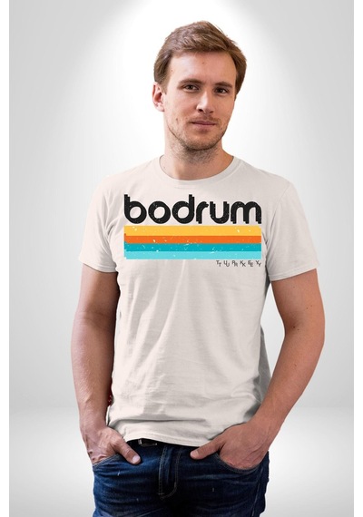 Bodrum Türkiye Unisex Unisex Beyaz Organik Baskılı T-shirt Penye Yüksek Kalite Beyaz