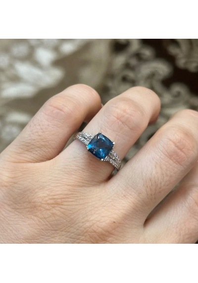 Allahverdi Türkmen Mavi Topaz Elmas Yüzük 091
