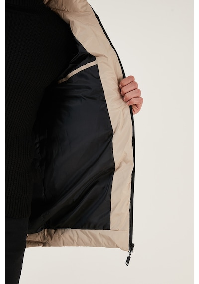 Buratti  Su Itici Slim Fit Soğuğa Ve Rüzgara Dayanıklı Kapüşonlu Şişme Erkek Mont 649005 Taş