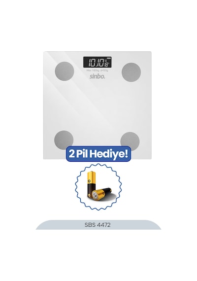 Sinbo SBS-4472 Bluetooth Dijital Yağ Su Kas Vücut Kitle Endeksi Kilo Ölçer Tartı Baskül