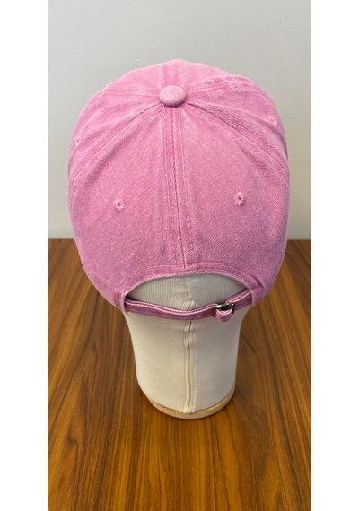 Kalpli Paris Logo Yıkamalı Vintage Eskitme Cap Şapka Pembe