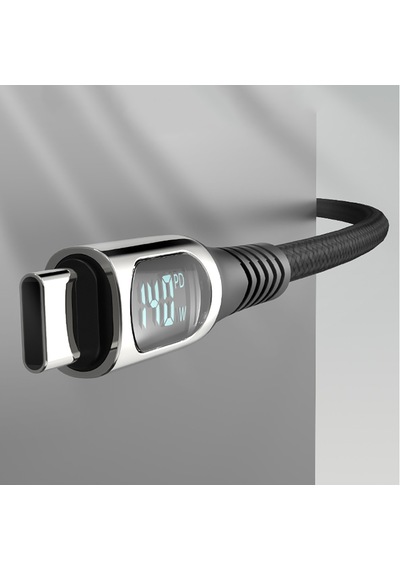 Micflip A08 Type-c To Type-c Dijital Led Göstergeli Data Ve Şarj Kablosu 140w 1m Siyah
