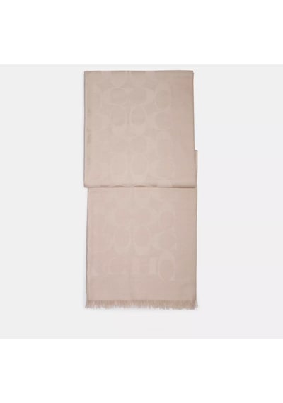 Coach Signature Wrap Yün Ipek Şal BEj