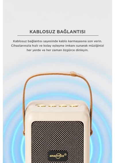 Delux Serisi Bluetooth Speaker Kablosuz Hoparlör Gts-2201 Bej Frekans Yayın Cihaz