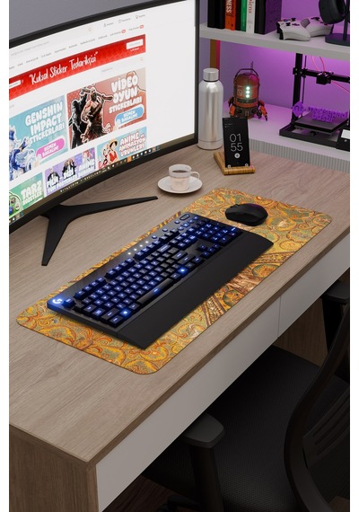 Ortaçağ Sanat Kaymaz Dikişli Kauçuk Oyuncu Mousepad V4 - 70x30 Xl Gaming Mouse Pad Fare Altlığı