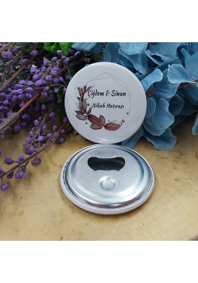 Kahverengi Çiçekli Açacak Magnet Söz Nişan Nikah Hediyes(30 Adet)