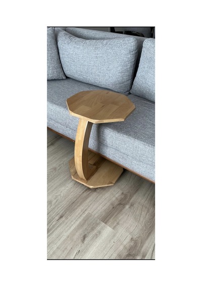 Ant Home Sehpa Doğal Ahşap Tekerlekli C Sehpa 38x38x55