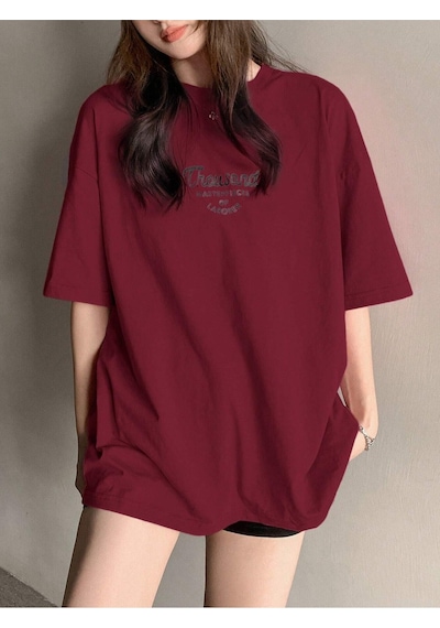 Flood Of Style Kadın Bordo Thousand Baskılı Oversize