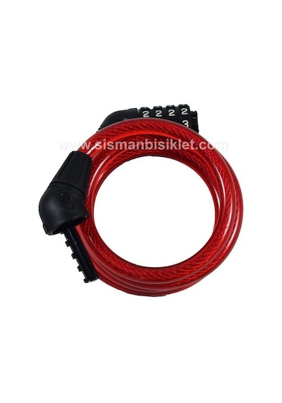 Zhongli - Kırmızı Halat Kilit Dolamalı 4 Şifre 12x100 CM Braketli Kırmızı