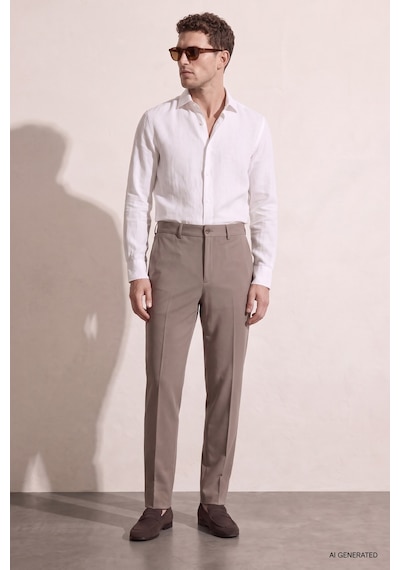 Twn Relaxed Fit Pilesiz Bej Çizgili Jogger Pantolon 7ec03ım07347m