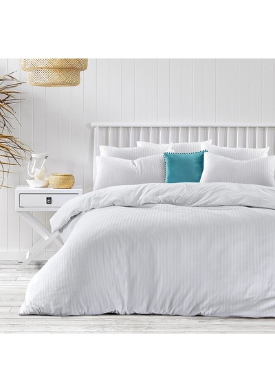 Mulberry Çift Kişilik Nevresim Takımı Pamuk Saten Çizgili %100 Pamuk 200x220 Krem