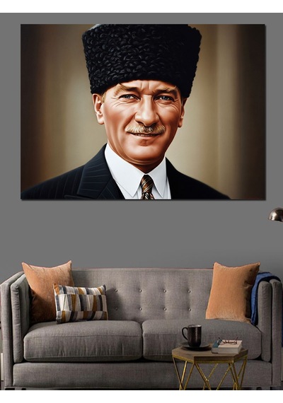 Gülümseyen Atatürk Dekoratif Kanvas - Mdf Ahşap Tablo
