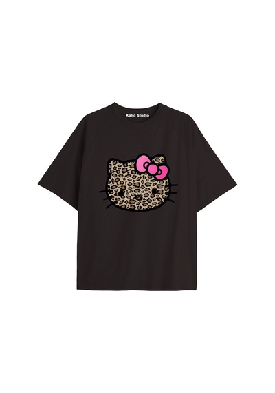 Kalic Studio Y2k Vintage Leopar Baskılı Siyah T-shirt Kod 159 Siyah-159