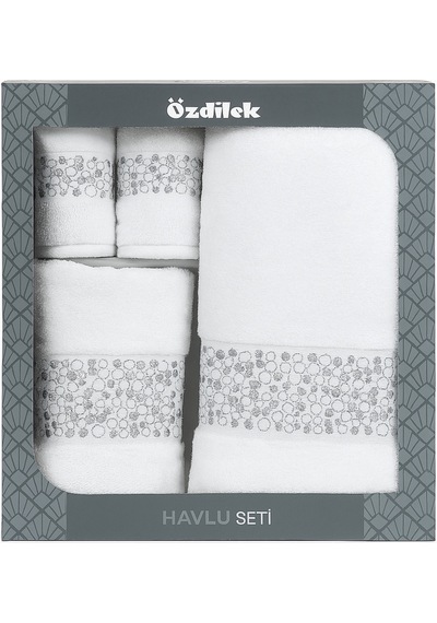 Özdilek Daniela Geometrik Nakışlı Misafir Banyo Seti Çok Renkli