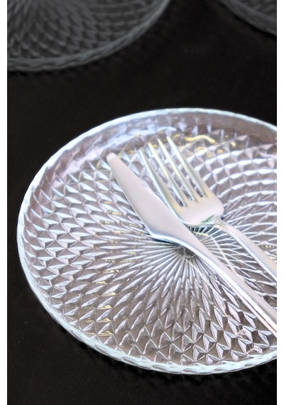 Tabak Evi Aden Sensu Cam Pasta Tabağı 16cm Sade 6 Lı 2492 Şeffaf