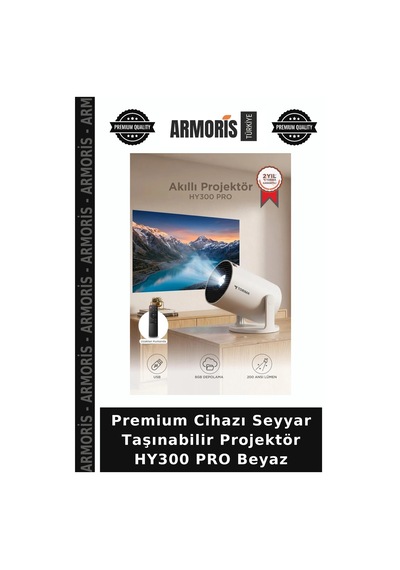 Premium Cihazı Seyyar Taşınabilir Projektör Hy300 Pro Beyaz