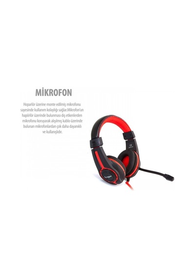 RAMPAGE SN-R1 Stereo 3.5mm Jack Siyah/Kırmız   Gaming Mikrofonlu
