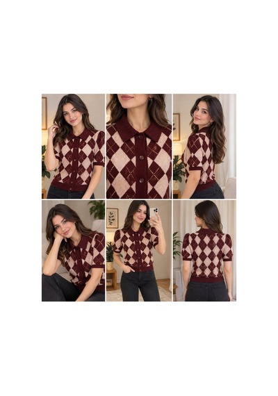 Youknitwear You Sierra Triko Hırka Bordo