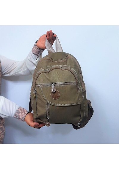 Fiyra S1 Camel Renk Krinkıl Kumaş Dört Bölmeli Bayan Sırt Çantası 001