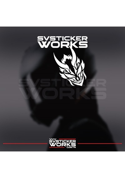Dragon Ejder Kask Sticker Tüm Kasklar Uyumlu Tek Yön 1 Adet Beyaz