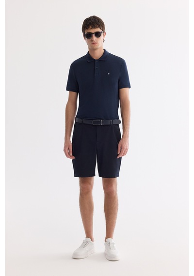 Avva Erkek Lacivert Yanı Lastikli Gofreli Relaxed Fit Chino Şort A61y3730