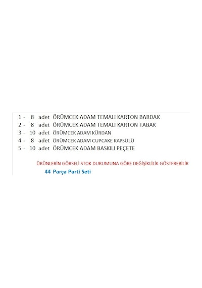 Örümcek Adam 8 Tabak, 8 Bardak, 8 Cupcake, 10 Peçete, 10 Kürdan