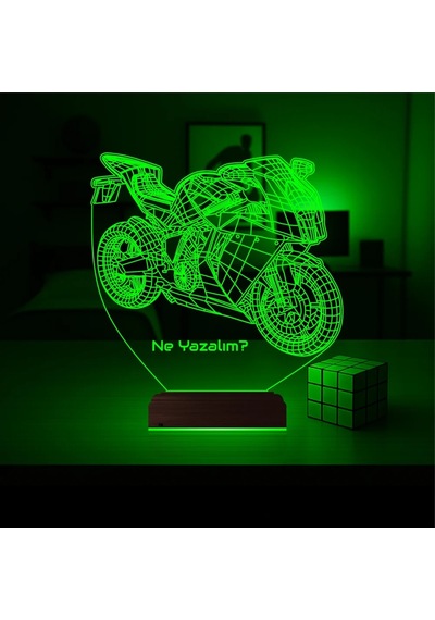 Luvivia Motor Motorcu Motosiklet Kişiye Özel 3d Lamba - Masa Gece Lambası Şeffaf