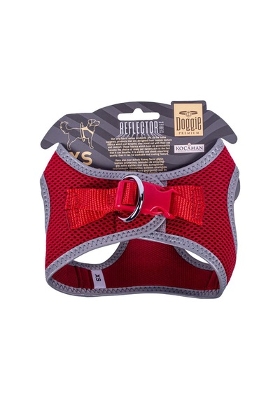 Doggie Havalı Dokuma Reflektör Serisi Küçük Irk Göğüs Tasması Kırmızı XS-30-34Cm Kırmızı