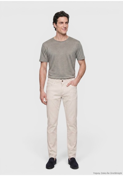 Ramsey Taş Dokuma Slim Fit Casual Pamuk Karışımlı Pantolon