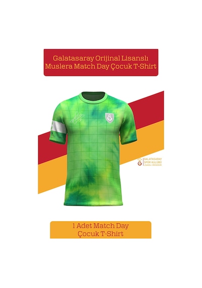 Gsstore Galatasaray Lisanslı Muslera Match Day Çocuk T-shirt Kişiye Özel Ahşap Kutulu Yeşil