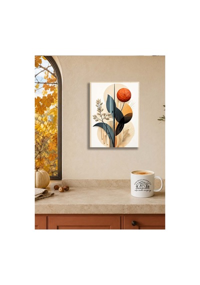 Modern Botanik Ve Geometrik Metal Tablo - Soyut Duvar Dekoru, Metal Poster Wall Art Çok Renkli - 923217010 Çok Renkli - 923217010 Çok Renkli