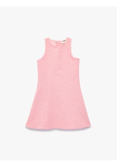 Koton Pamuklu Bisiklet Yaka Kolsuz Mini Tüvit Elbise Pembe 7wkg80039ak Gül