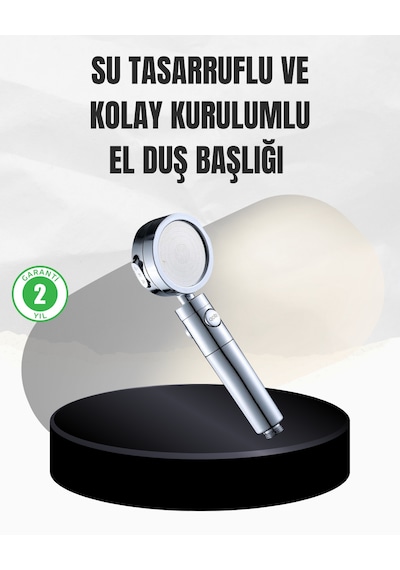 Kolay Montajlı 3 Modlu Yüksek Basınç Duş Başlığı - Lisinya Sarı
