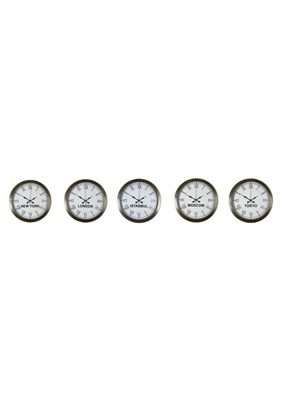 Antique Roma 5 Li Metal Eskitme 36 Cm Dünya Duvar Saatleri Otel Ve Resepsiyon Saati