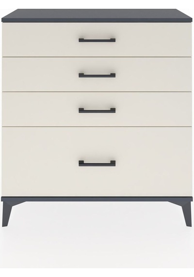 Arges Şifonyer 4 Çekmeceli 88x30x96 Antrasit-aytaşı Antrasit