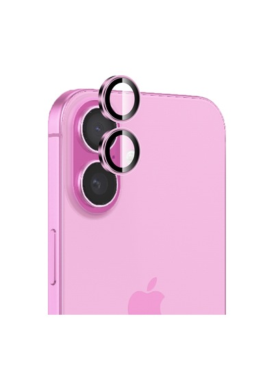 Bix Apple Uyumlu   iPhone 16 / 16 Plus Lens Koruyucu Kamera Lensi 9h Gerçek Cam Crystal Ar+af Pembe