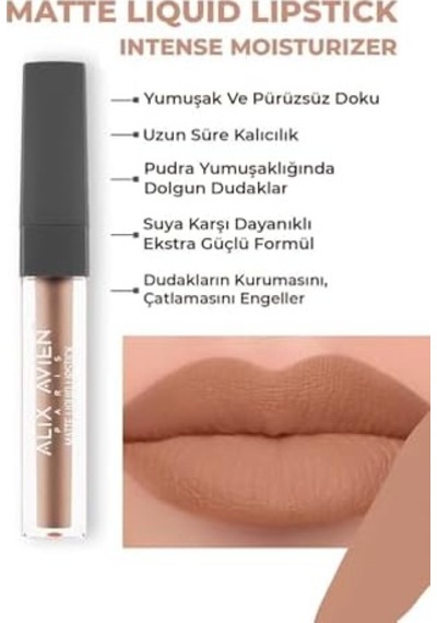 Uzun Süre Kalıcı Kadifemsi Kuruma Yapmayan Mat Likit Ruj Lipstick 507 Dark Dusty Pink 0