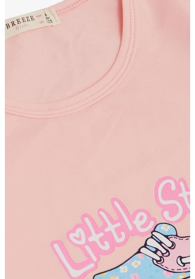 Breeze Kız Çocuk Taytlı Takım Renkli Ayakkabı Baskılı 5-10 Yaş, Pembe-pembe Pembe