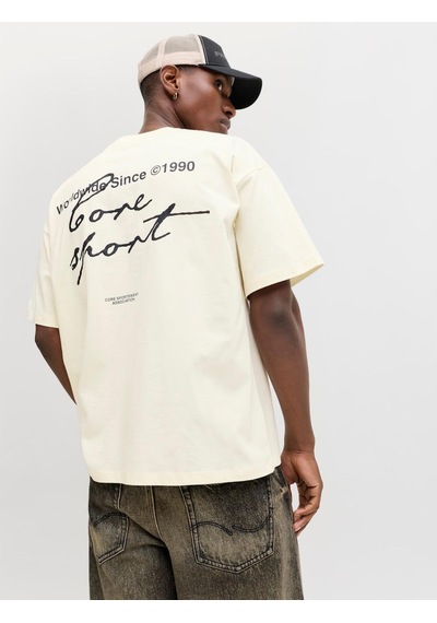 Jack & Jones Dust Script Erkek Krem Tişört 12292982-stcn Krem