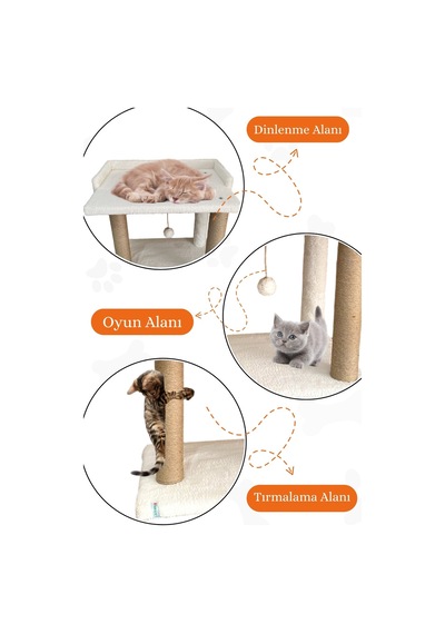Nursoft Ponponlu Kedi Yatağı Kedi Tırmalama 47 CM