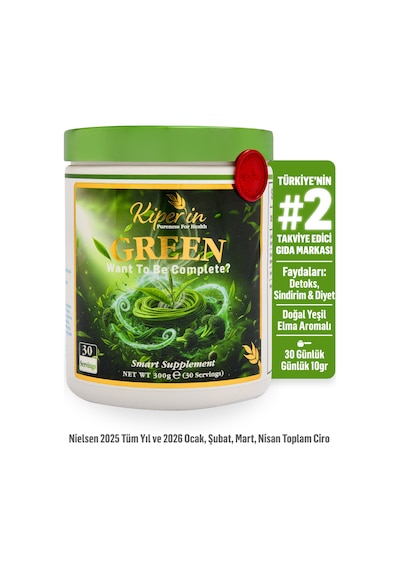 Kiperin Green  Spirulina, Yeşil Çay, Brokoli Eki, Prebiyotik İnülin 30 Günlük