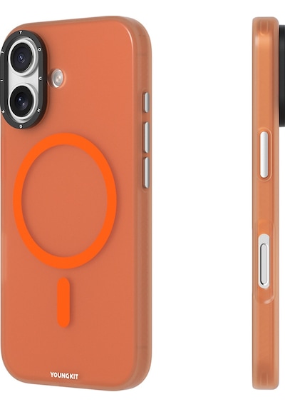 Apple Uyumlu iPhone 17 Kılıf M-safe Şarj Özellikli Youngkit Hidden Sand Serisi Kapak Turuncu Turuncu