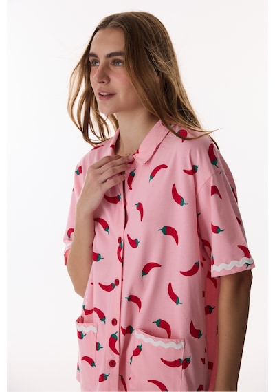 Penti Pembe Just Chill Gömlek Pantolon Pijama Takımı Pembe