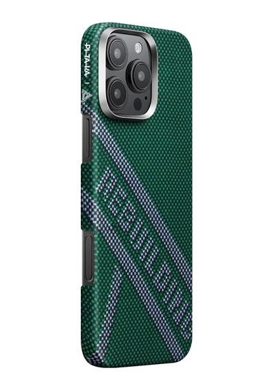 Apple Uyumlu iPhone 16 Pro Max Kılıf Magsafe Özellikli Aramid Fiber Re-tros Pitaka Tactile Woven Rebuilding Yeşil