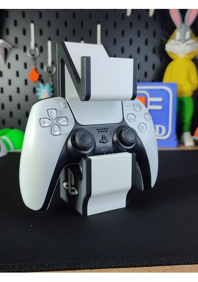 Ps5 Dualsense Çift Oyun Kolu Standı 3d Baskı Masaüstü Tutucu Siyah - Beyaz