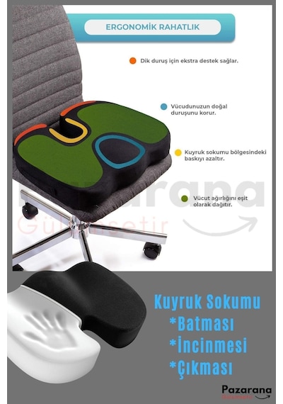 Visko Cocix Minder Oturma Minderi Basur Minderi Ortopedik Oturma Minderi Simidi Yastığı Beyaz