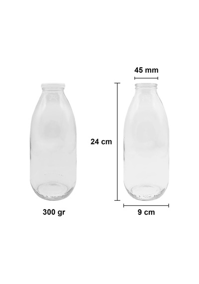 2 Adet 1 Litre Şeffaf Sürahi Süt, Ayran, Su, Limonata, Meşrubat Şişesi Plastik Kapaklı Cam Şişe