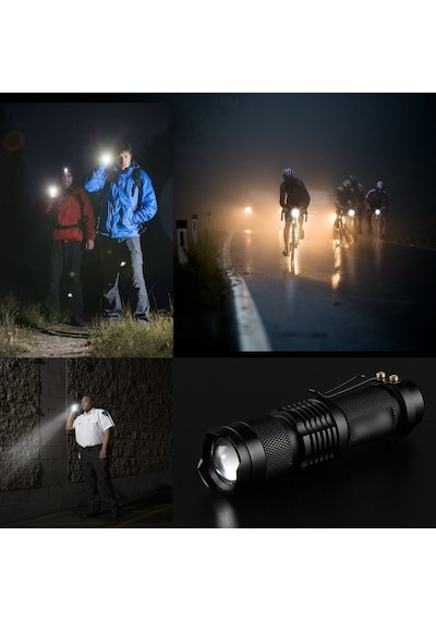 Farissu Su Geçirmez Ultra Güçlü Şarjlı El Feneri 2300 Lumens Q5 + Şarjlı Pil Hediyeli Siyah