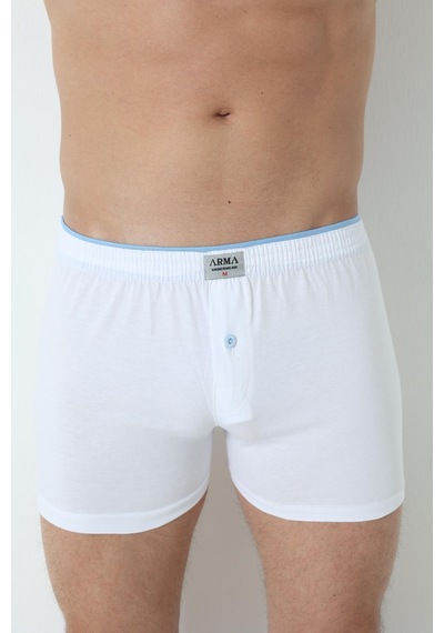 Arma Yıldız 6'lı Paket Beyaz Erkek Penye Havlu Bel Boxer %100 Pamuk-beyaz