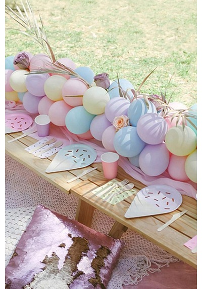 Çok Renkli Makaron 100'lü Minik Balon Set Gri